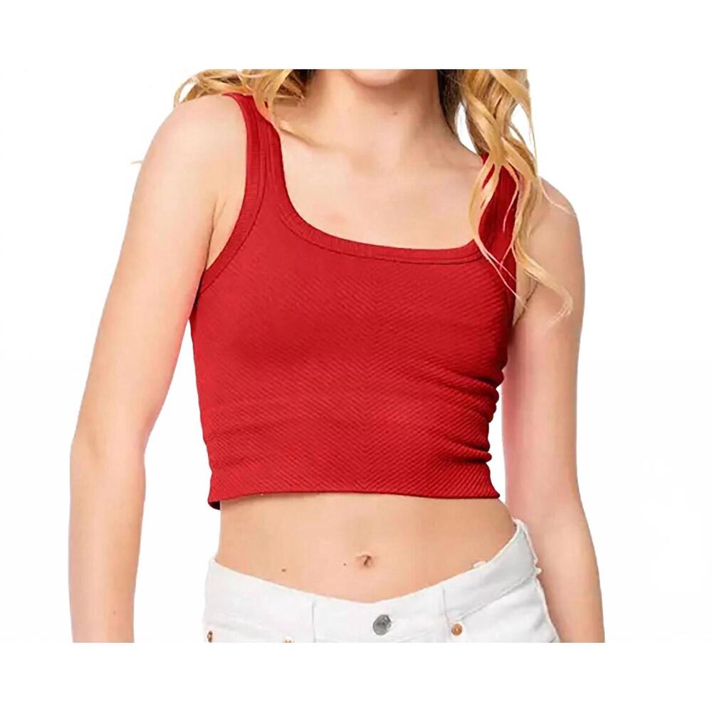 NEW MALIBU SUGAR girl's chevron crop tank in red